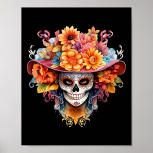 Poster Dia De Los Muertos Figurino Dia Do Crânio Morto H