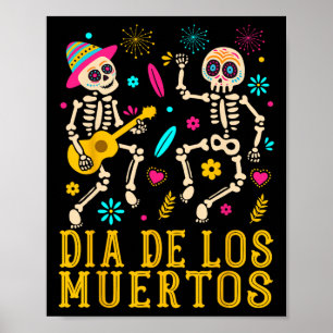 Poster Dia De Los Muertos Figurino Dia Dos Mortos Skeleto