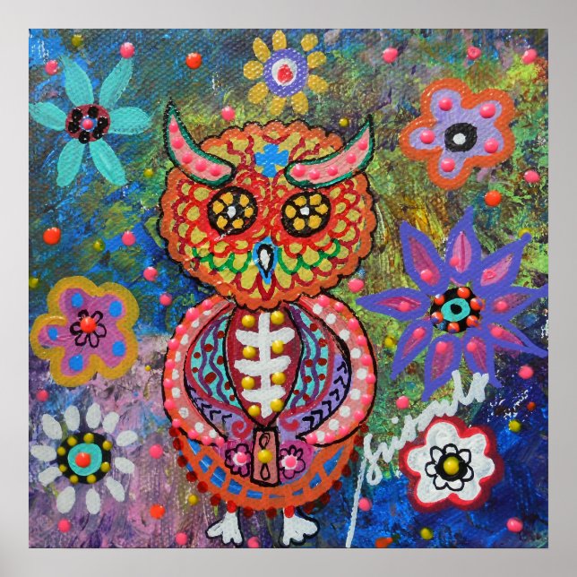 Poster Dia de los Muertos Owl (Frente)