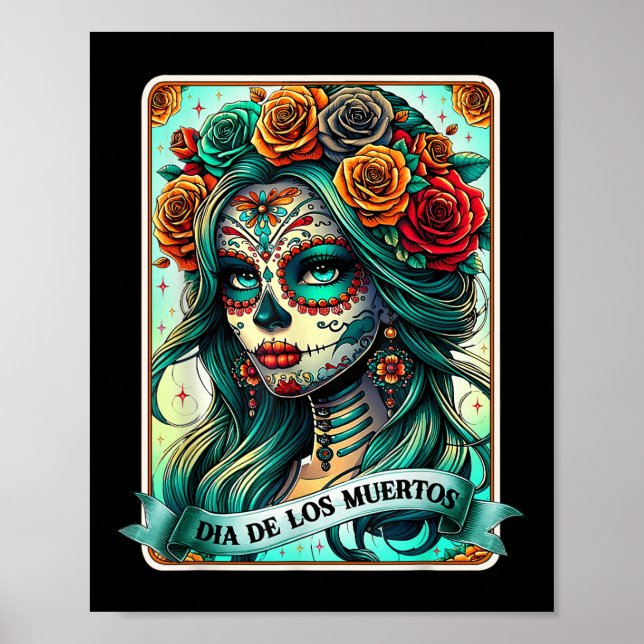 Poster Dia De Los Muertos Rosa Dia Da Mulher De (Frente)