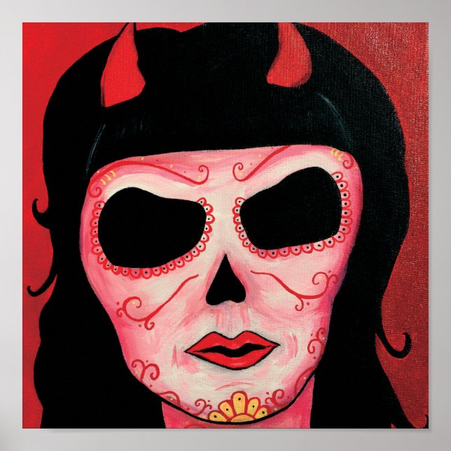 Poster Dia de los Muertos Skeletons Satã (Frente)