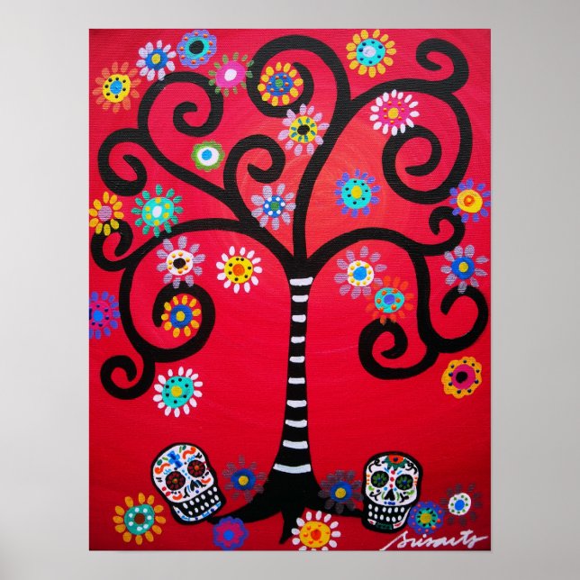 Poster dia de los muertos skulls (Frente)