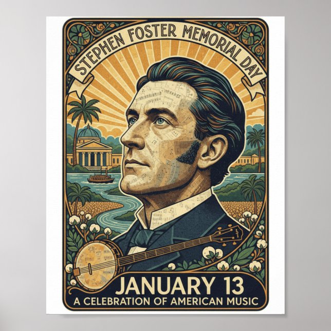 Poster Dia de Memória de Stephen Foster (Frente)