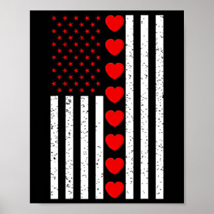 Poster Dia de os namorados Americano Flag Hearts Boys Gir