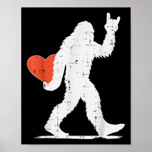 Poster Dia de os namorados Bigfoot Rock Heart Sasquatch W