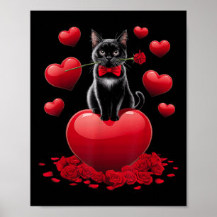 Poster Dia de os namorados Bonito Negra Gata Negra Menina