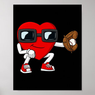 Poster Dia de os namorados Cardíaco Beisebol Diversão Boy