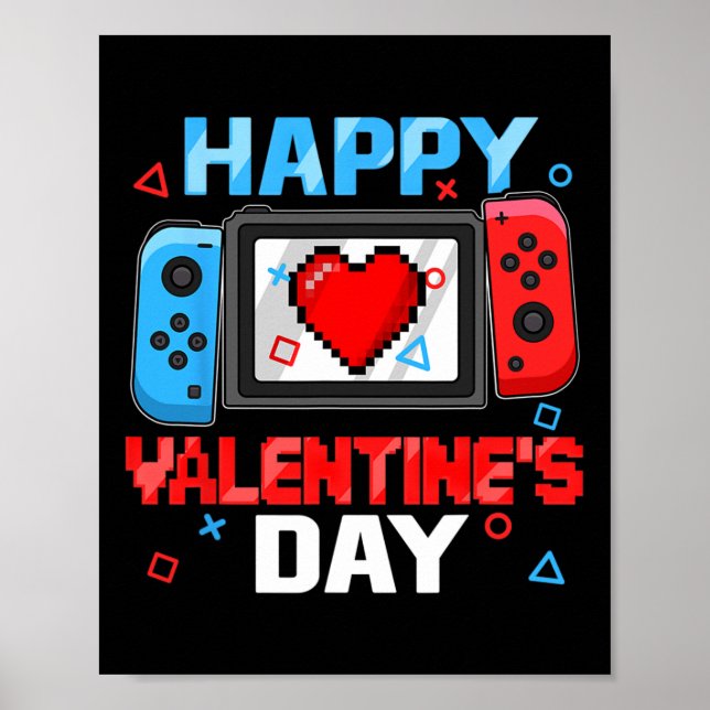 Poster Dia de os namorados Controller Video Game Heart Bo (Frente)