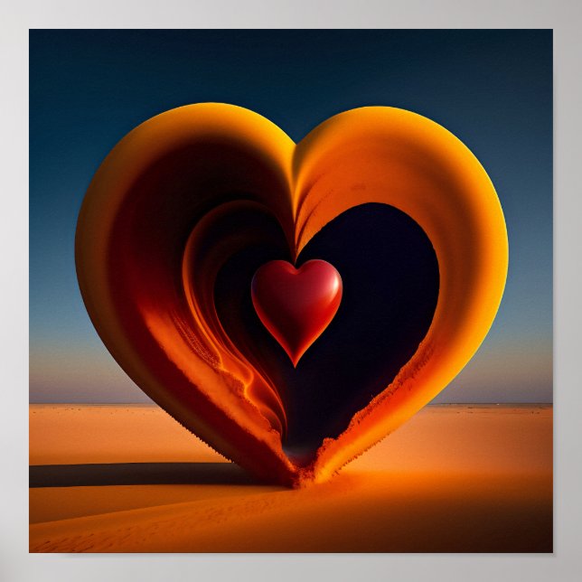 Poster Dia de os namorados Coração Brilhante Brilhante Pe (Frente)