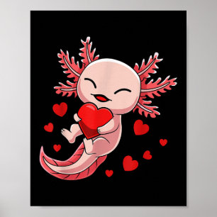 Poster Dia de os namorados De Coração Bastante Axolotl Pa