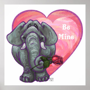 Pôster Dia de os namorados de elefante