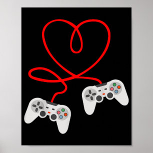 Poster Dia de os namorados De Jogador De Vídeo T-Shirt Co