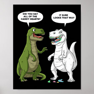 Poster Dia de os namorados Dinossauro T Rex Divertimento 