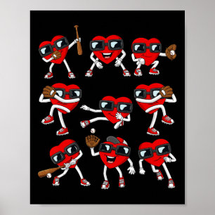 Poster Dia de os namorados Heart Baseball Hitter Pitcher