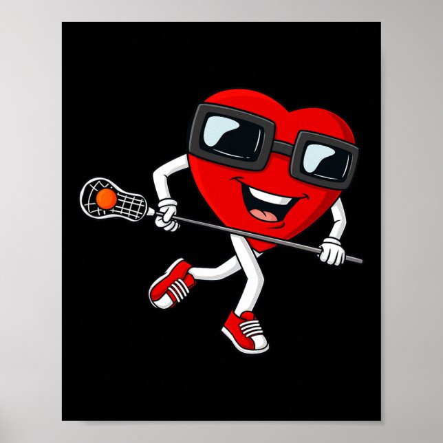 Poster Dia de os namorados Heart Holding Lacrosse Stick B (Frente)
