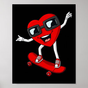 Poster Dia de os namorados Heart Riding Skateboard Boys T