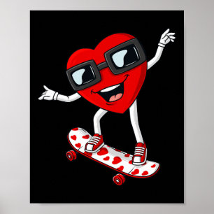 Poster Dia de os namorados Heart Riding Skateboard Boys T