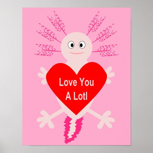 Poster Dia de os namorados Love Heart Axolotl (Frente)