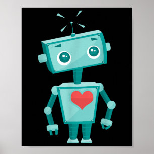Poster Dia de os namorados Robô Para Meninas