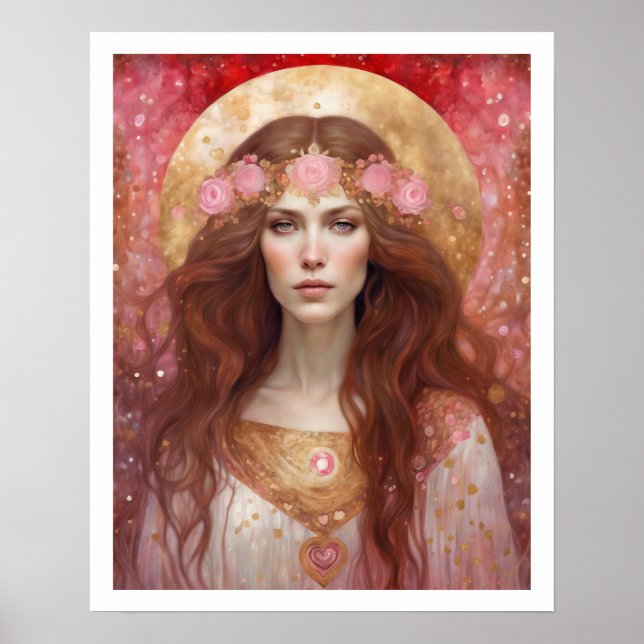 Poster Dia de os namorados Rosa Hearts Woman Art Deco (Frente)