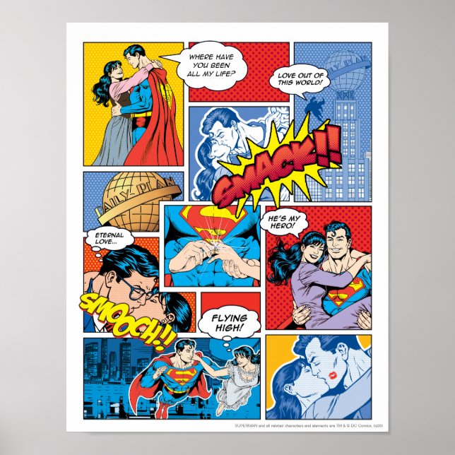 Poster Dia de os namorados Superman | Colagem em quadrinh (Frente)