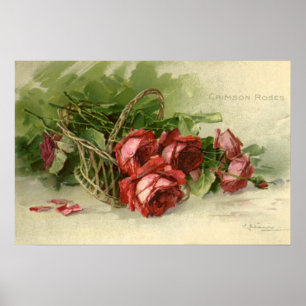 Pôster Dia de os namorados Vintage, Rosas vermelhas Crims