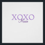 Pôster Dia de os namorados Xoxo adicione nome pastel roxo<br><div class="desc">design</div>
