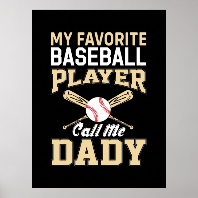 Poster Dia de os pais Baseball Player Me Chame Pai (Frente)