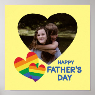 Poster Dia de os pais de Corações Arco-Íris LGBT