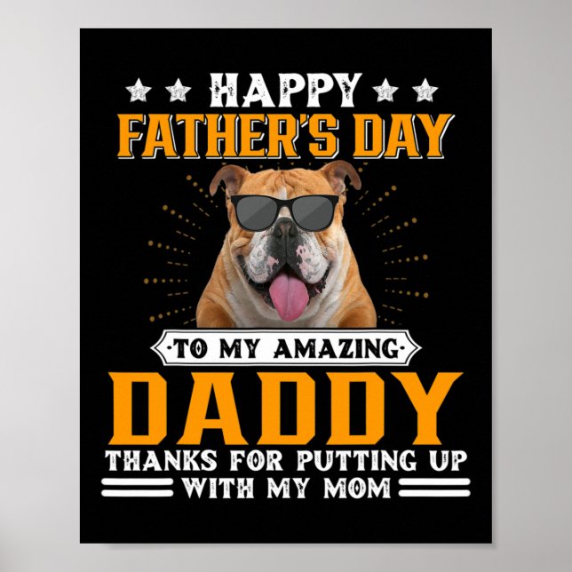 Poster Dia de os pais Inglês Bulldog Pai Oferta Para Home (Frente)