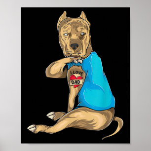 Poster Dia de os pais Oferece Pai Engraçado Cachorro Pitb
