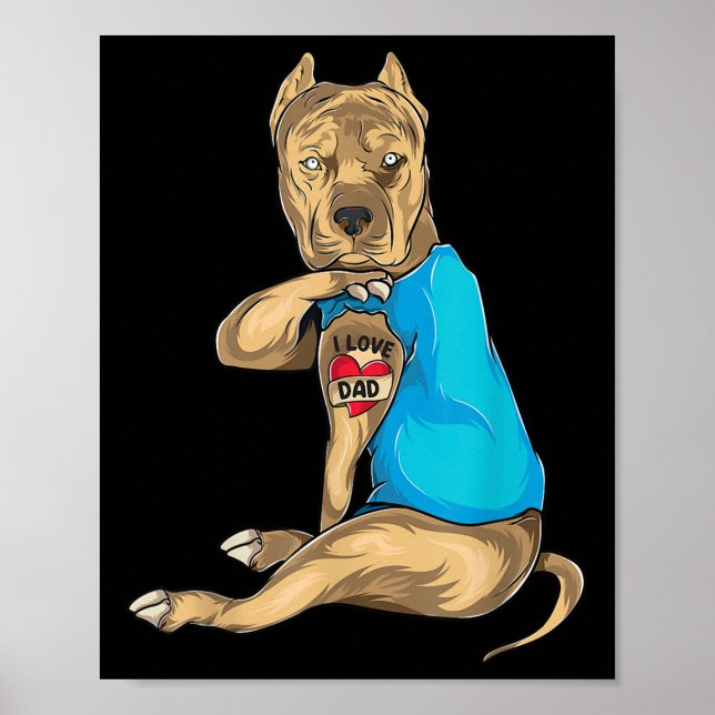 Poster Dia de os pais Oferece Pai Engraçado Cachorro Pitb (Frente)