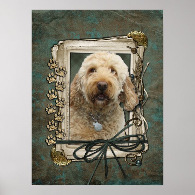 Poster Dia de os pais - Peças de pedra - GoldenDoodle (Frente)