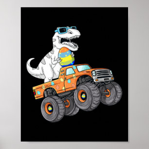 Poster Dia de Páscoa T Rex Dino Andando num Camião Monstr