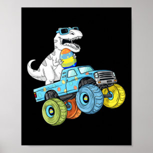 Poster Dia de Páscoa T Rex Dino Andando num Camião Monstr