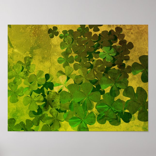 Poster Dia de Patrick e Boa Sorte, ‎ Trevo de Quatro Folh (Frente)