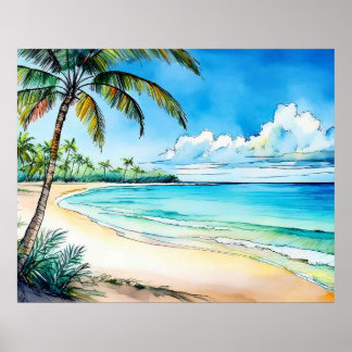 Poster Dia de Praia Havaiano
