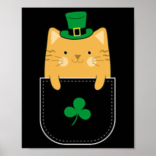Poster Dia de São Patrício Amante de Gatos Irlandeses 