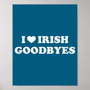 Poster Dia de São Patrício amo irlandês adeus coração irl