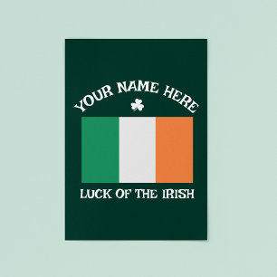 Pôster Dia de São Patrício Bandeira da Irlanda Nome Perso