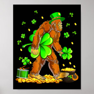 Poster Dia de São Patrício bigfoot sasquatch trevo homens