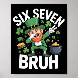 Poster Dia de São Patrício bruh seis sete meme leprechaun