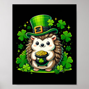 Poster Dia de São Patrício De Hedgehog Cute Hedgehog Para
