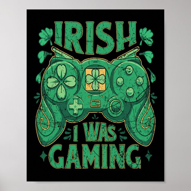 Poster Dia de São Patrício de Jogo Controller Irish Gamer (Frente)