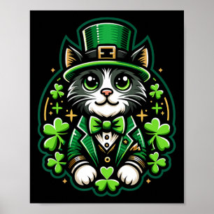 Poster Dia de São Patrício do Gato Trevo Para Homens Mulh