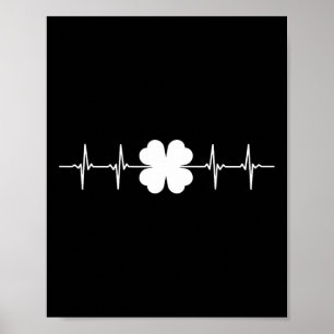 Poster Dia de São Patrício Ekg Batida do Coração Trevo de