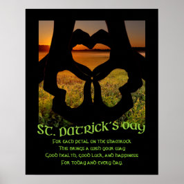 Pôster Dia de São Patrício Irish Hand Heart Shamrock S Po