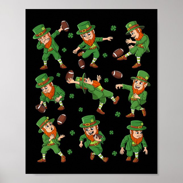 Poster Dia de São Patrício Leprechaun Futebol Player Clov (Frente)