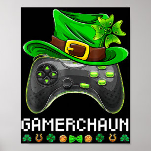 Poster Dia de São Patrício Leprechaun Gamer Kids B