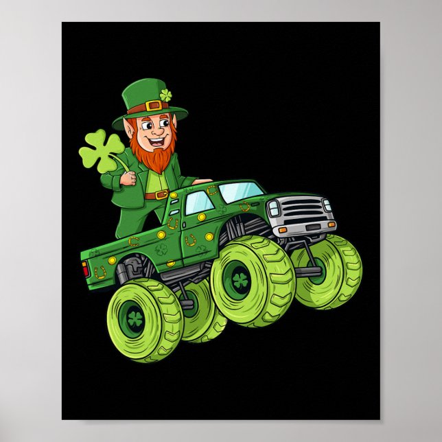 Poster Dia de São Patrício Leprechaun Monster Truck (Frente)